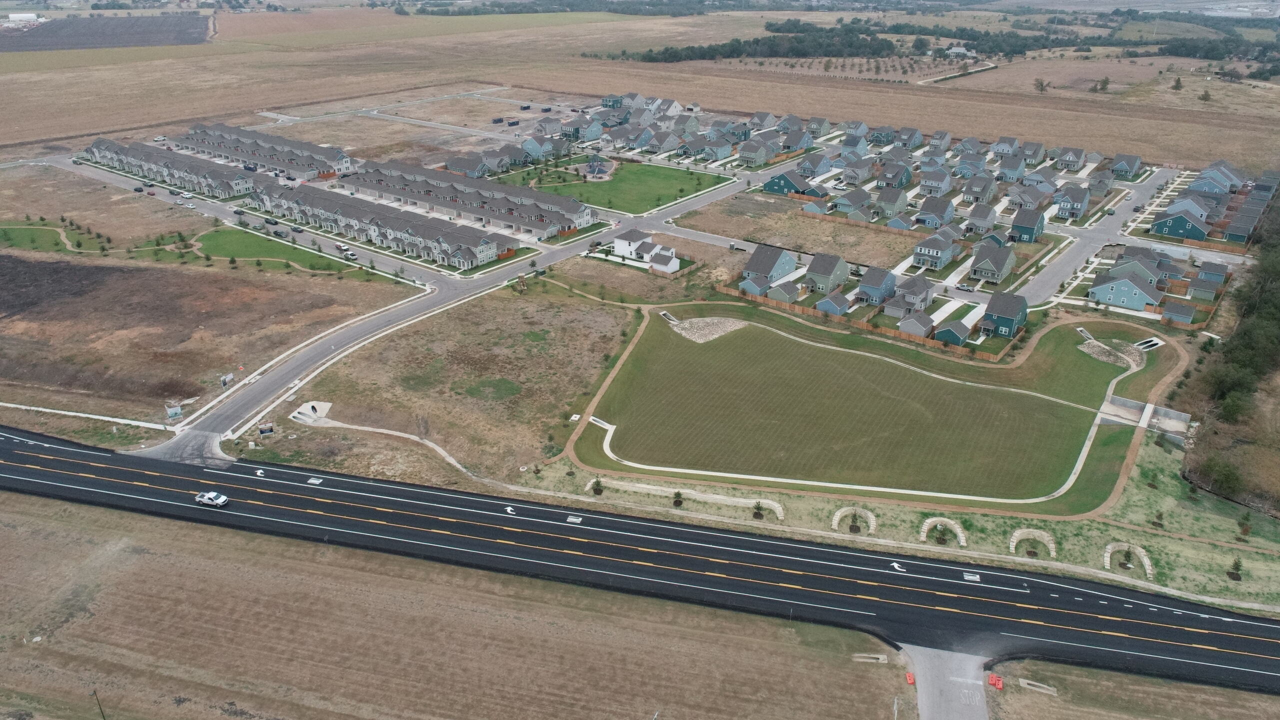 drone shot of new development